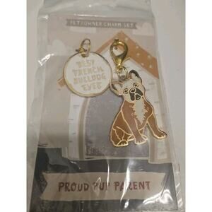 Best French Bulldog Ever Charm Keychain Set NEW